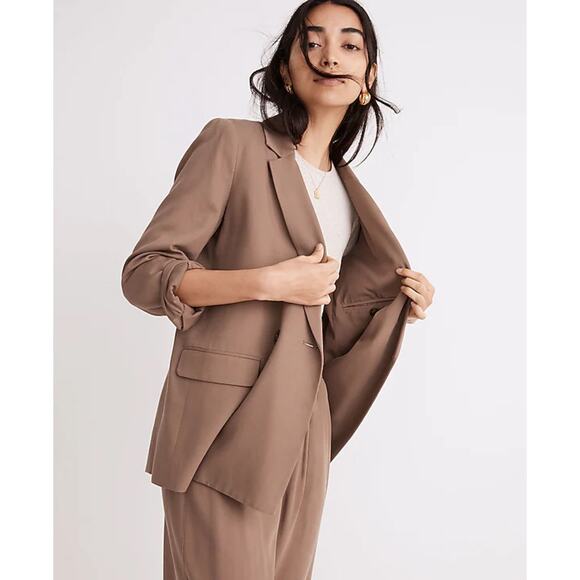 Madewell Drapeweave Caldwell Double-Breasted Blazer in Castle Rock Size M